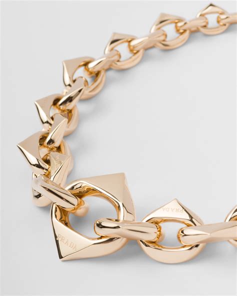 prada necklace triangle gold